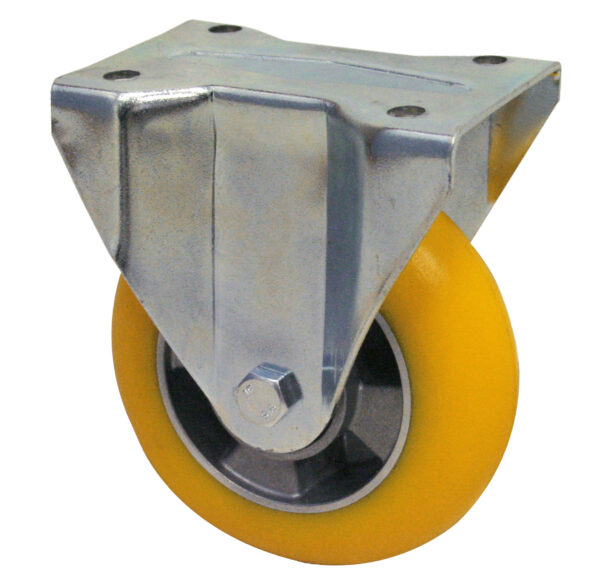 Ruota  alluminio poliuretano battistrada bombato d. 160x50- Supporto fisso
