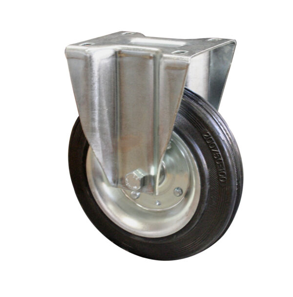 Ruota Gomma Nera Disco Ferro d. 200x50 - Supporto fisso