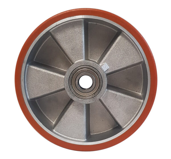 Ruota ø cm 8 Supporto  in Poliuretano (Cerchi Alluminio) | Portata 150 kg - immagine 3