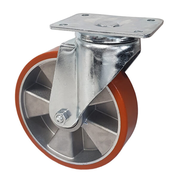 Ruota Alluminio Poliuretano ø125x30 - Supporto Girevole