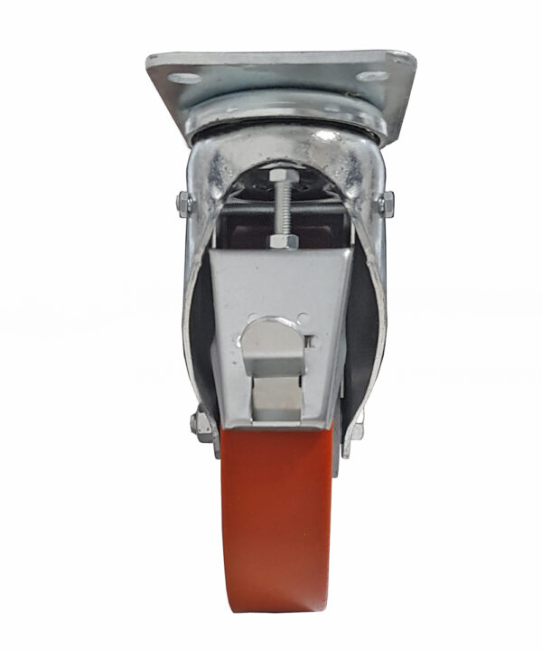 Ruota ø cm 8 Supporto Girevole a Piastra con Freno in Poliuretano (Cerchi Alluminio) | Portata 150 kg - immagine 2