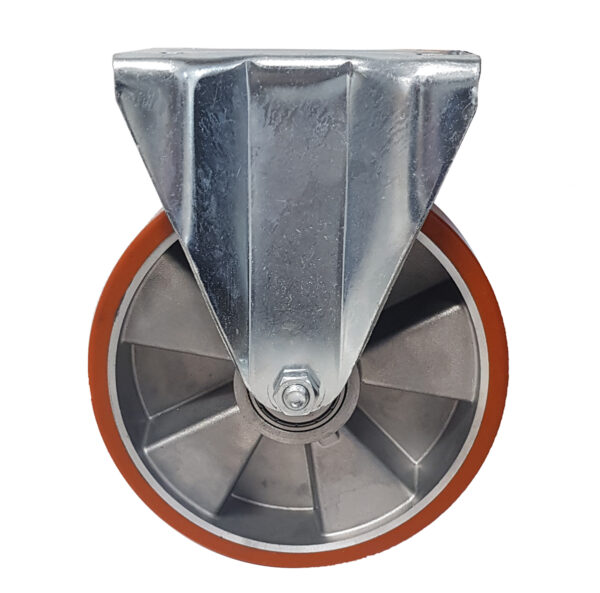 Ruota ø cm 20 Supporto Fisso a Piastra in Poliuretano (Cerchi Alluminio) | Portata 800 kg - immagine 3
