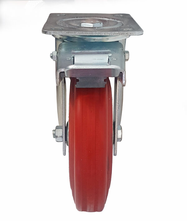 Ruota ø cm 12.5 Supporto Girevole a Piastra con Freno in Gomma Siliconica Anticalore | Portata 100 kg - immagine 2