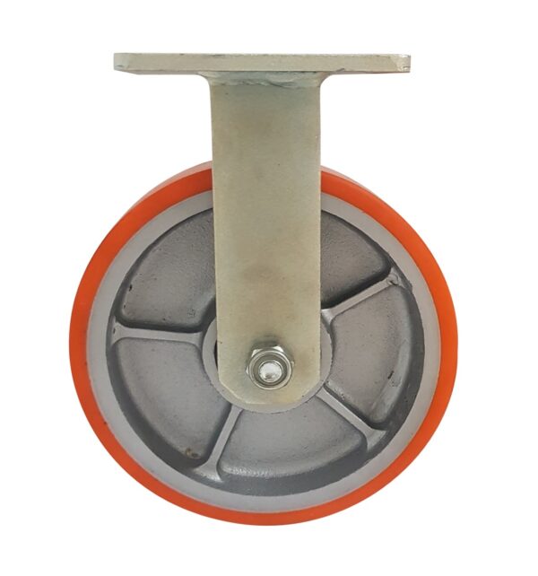 Ruota ø cm 15 Supporto Fisso a Piastra in Poliuretano (Cerchio Ghisa) | Portata 700 kg - immagine 3