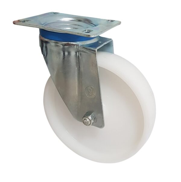 Ruota nylon bianco d.150x40 - Supporto Rotante Acciaio inox