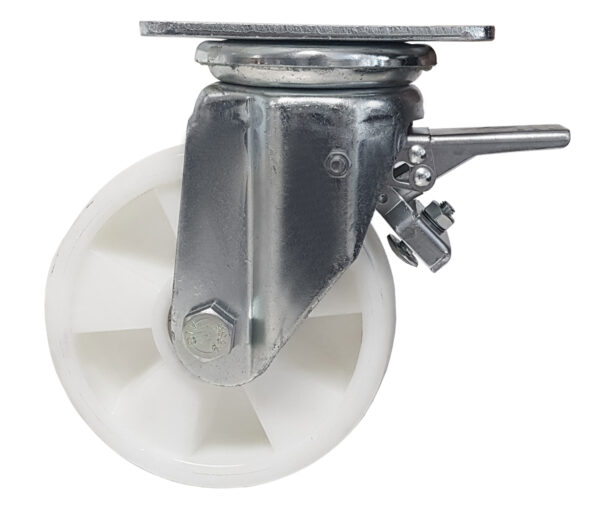 Ruota ø cm 20 Supporto Girevole a Piastra con Freno in Poliammide -Nylon- | Portata 1000 kg - immagine 3