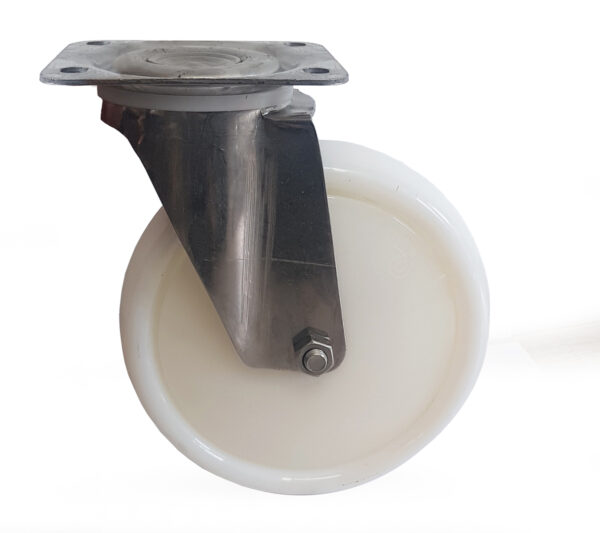 Ruota ø cm 8 Supporto Girevole a Piastra in Poliammide -Nylon- | Portata 150 kg - immagine 3