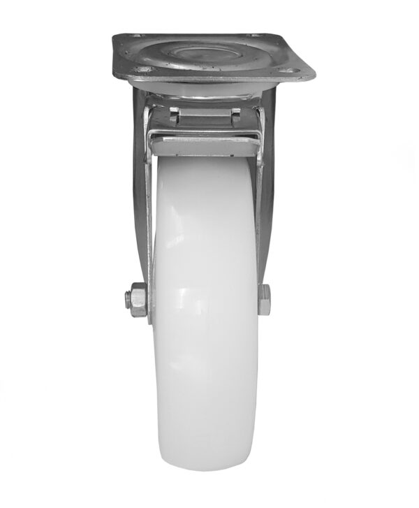 Ruota ø cm 10 Supporto Girevole a Piastra con Freno in Poliammide -Nylon- | Portata 180 kg - immagine 2