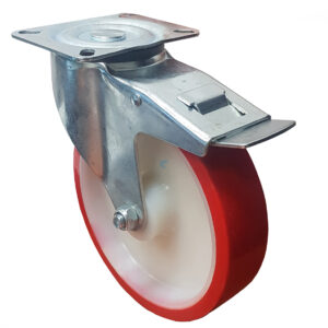 Ruota nylon poliuretano d. 100x35- Supporto Inox Rotante con Freno